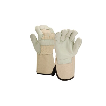 Pyramex Leather Palm Gloves, Grain Cowhide, Rubberized Gauntlet Cuff Cuff, Wing Thumb, Tan, L, 1 PR GL1004WL